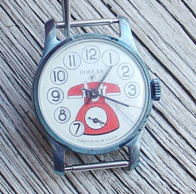 Rary Vintage Collectible Soviet POBEDA with TELEPHONE watch 2602 USSR SERVICED