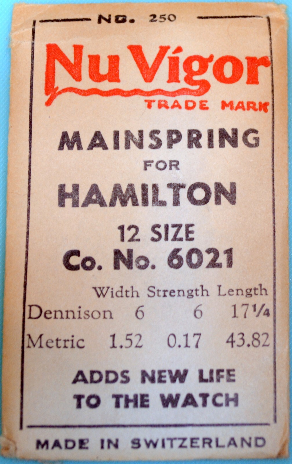 Hamilton Pocket Watch Mainsprings