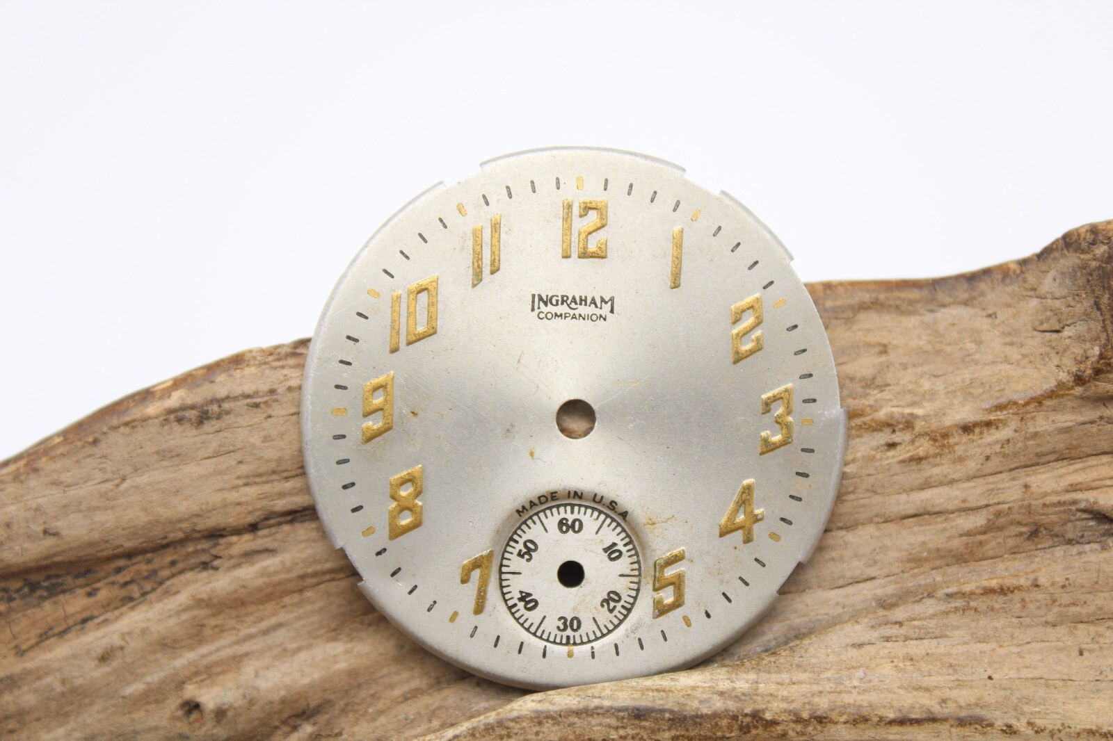 INGRAHAM COMPANION METAL POCKET WATCH DIAL ARABIC NUMERAL INDICES 41.5mm (RF)