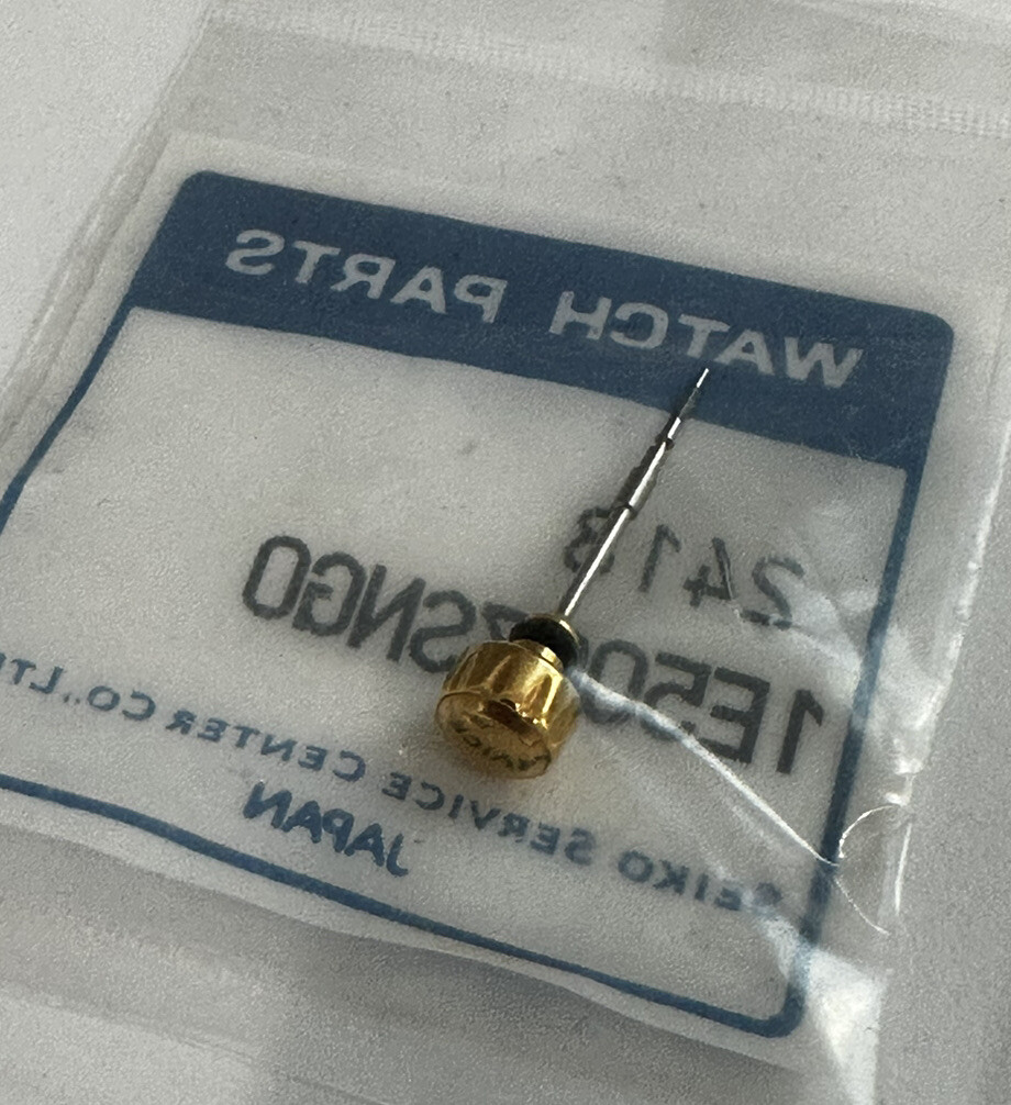 New Genuine Seiko Yellow Color Srewdown Stem And Crown Combo Part 1E50C7SNG0