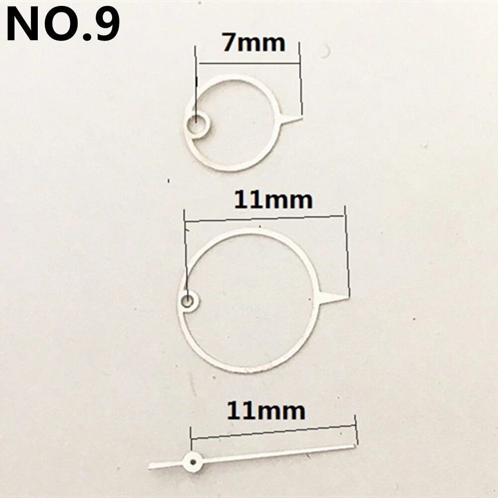 2 Sets 11mm Watch Hands Round Pointed Irregular Fashion for Miyota 2035 Movement