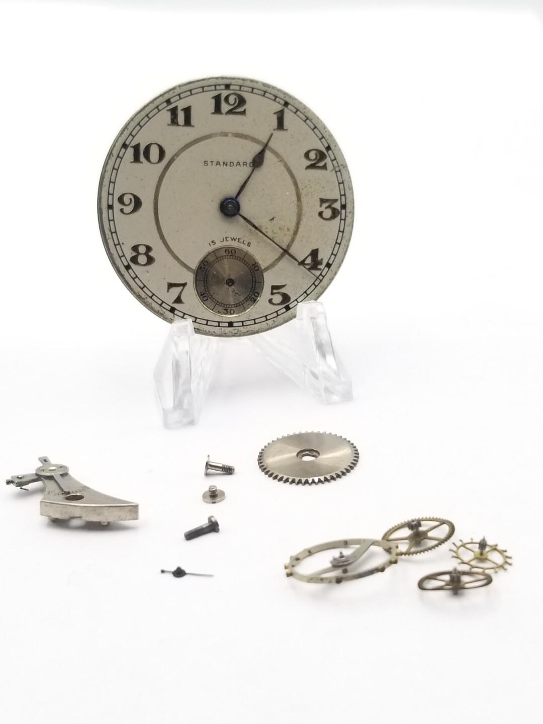 NY Standard 1553 10s Movement Metal Sunk Dial Pocket Watch Parts Disassembled 20
