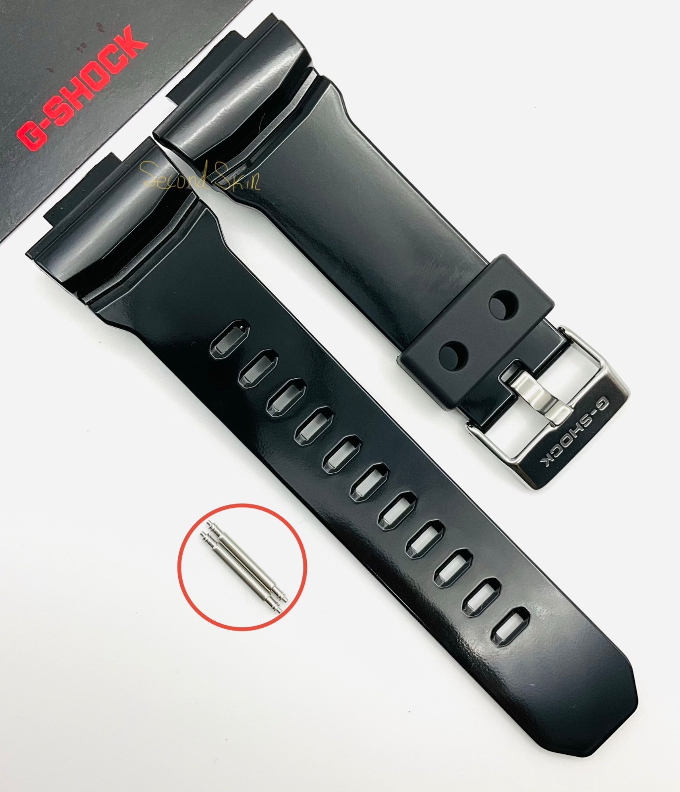 Genuine Casio G-Shock Black Watch Band Strap GA-150BW-1A GA-200BW GA-200RG +Pins