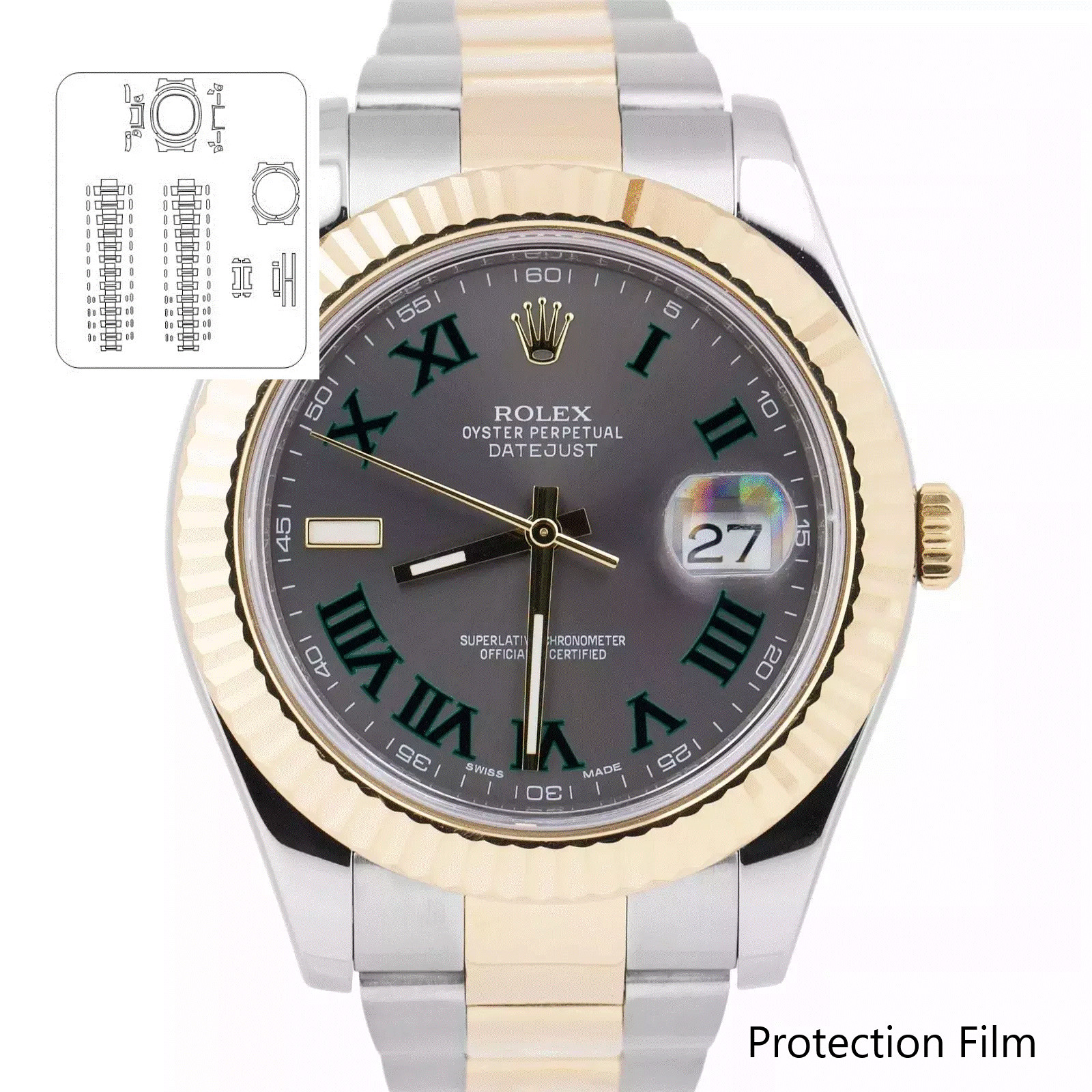 Rolex Datejust Oyster (NOT the watch) 36mm Clear Film FULL Protection 2x Units