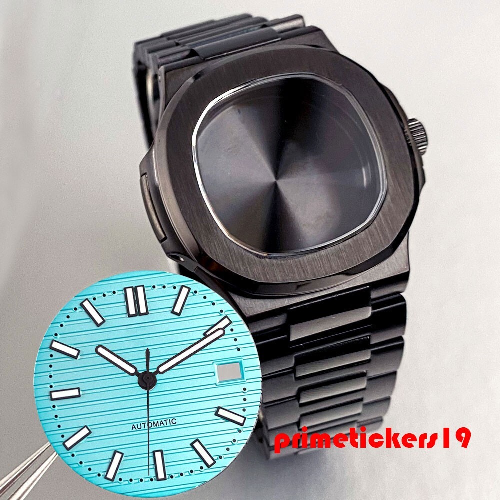 Fit NH35 Black PVD Square Watch Case+Band+Dial Set Sapphire Wristwatch Mod Parts