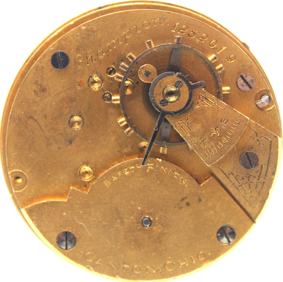 1898 HAMPDEN POCKET WATCH MOVEMENT 1252019 GRADE: CHAMPION 18s 7j (QE)