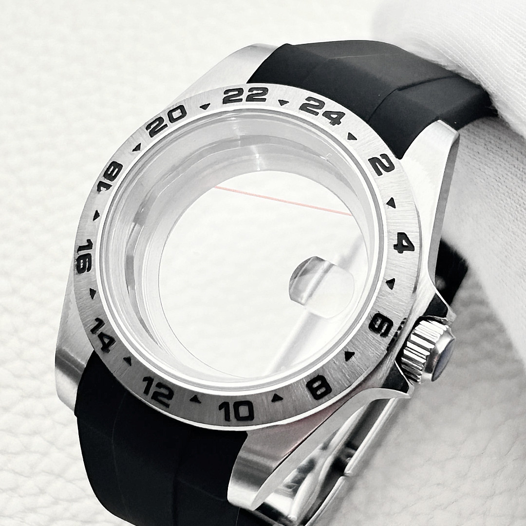 40mm Brushed 5ATM Watch Case Black 24H Bezel Mod For Nh35 Nh36 Nh34 Movement