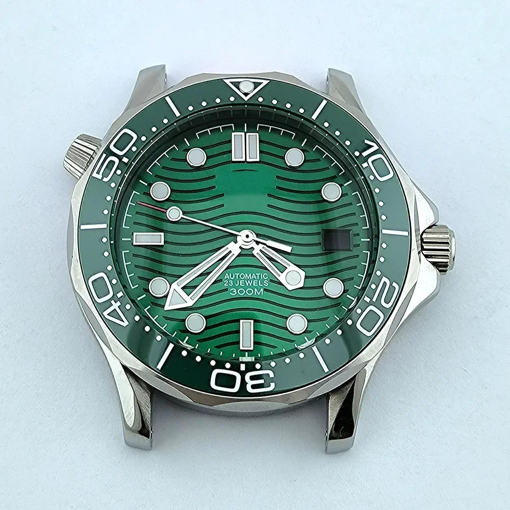 Stainless Steel Strap for Seamaster 300 NH35 Case Dial Hands 41mm Silver Mod Kit