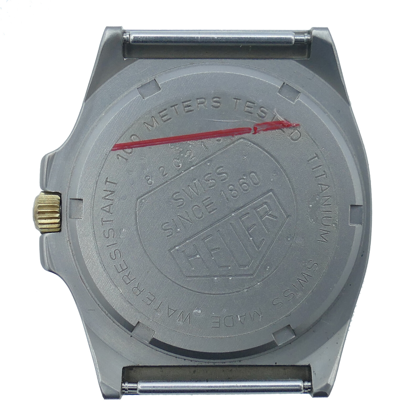 HEUER TITANIUM 820213 34MM STAINLESS STEEL WATCH CASE FOR PARTS OR REPAIR