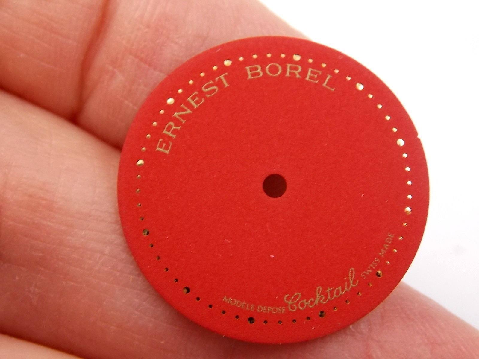 Ernest Borel 22.53mm Red Kaleidoscope Cocktail Watch Dial Mens Vintage NOS