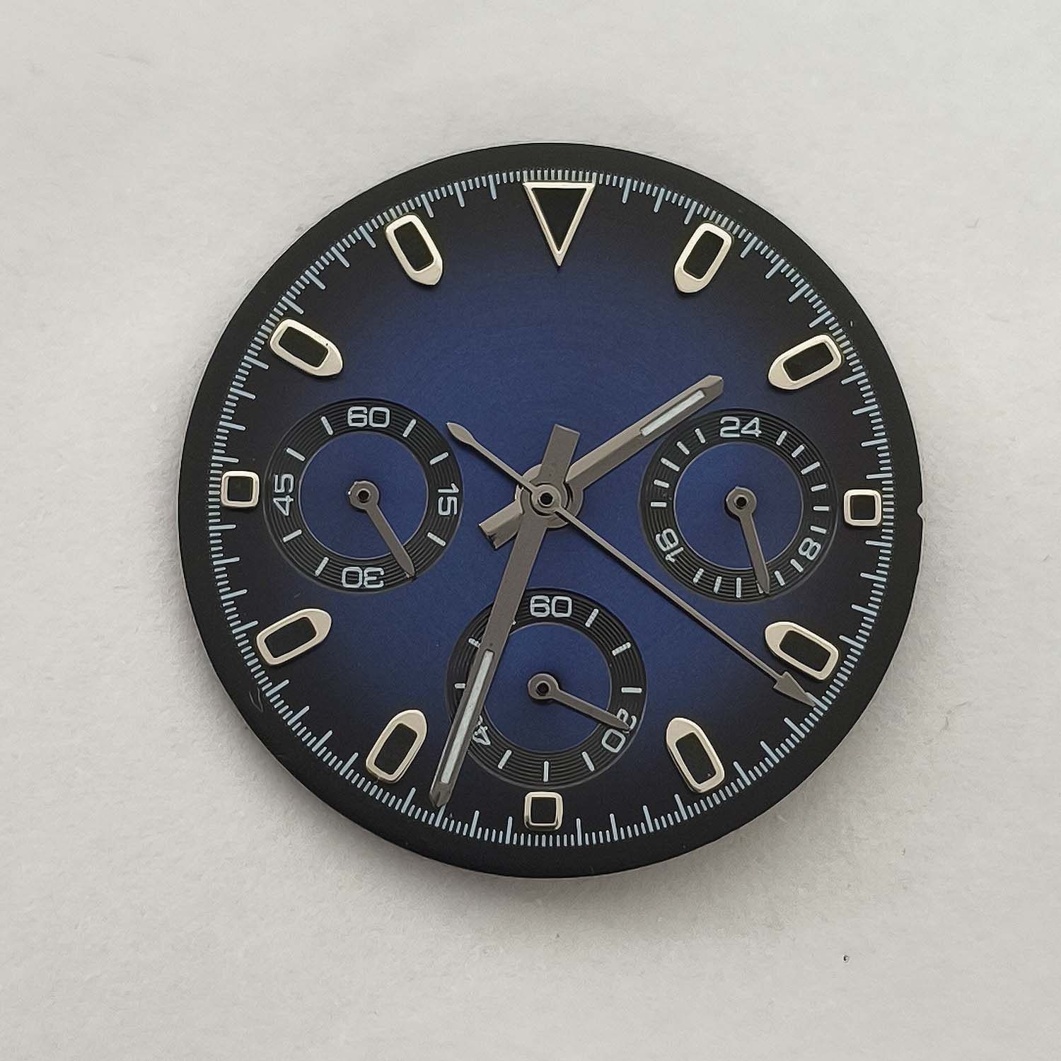 29.5mm Gradient color Watch Dial + Hands Green Luminous For VK63 Movement