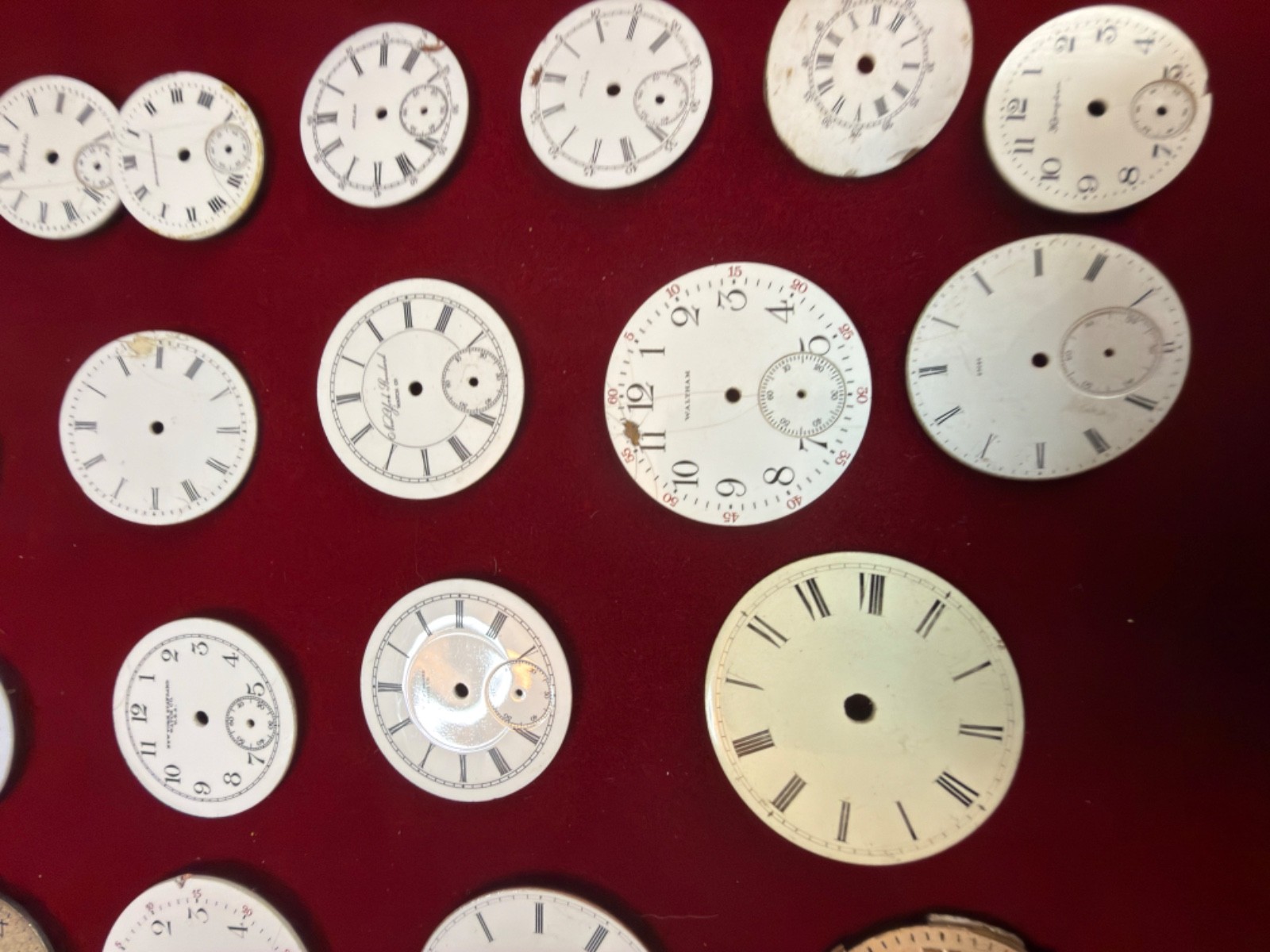 Lot of 124 Pocket watch dials, Misc sizes and brands: Many different brands