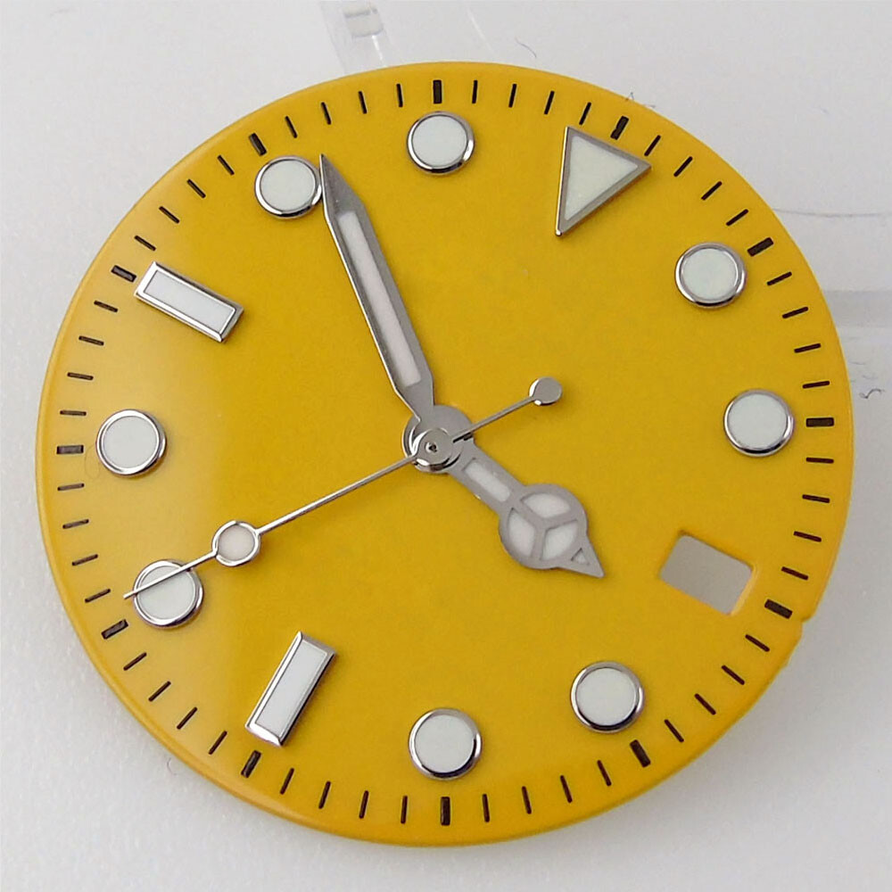 29mm Bliger Blue Orange Yellow Watch Dial Fit NH35A Movement Date Window Parts