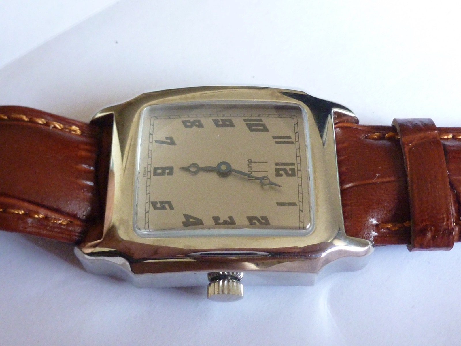 Vintage NOS DUNHILL Men’s Rectangular Steel Wristwatch Manual ETA 28mm x 39mm