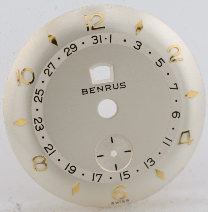 BENRUS DAY / DATE POINTER MID-CENTURY MODERN NOS WRIST WATCH DIAL 28.3mm (OA)