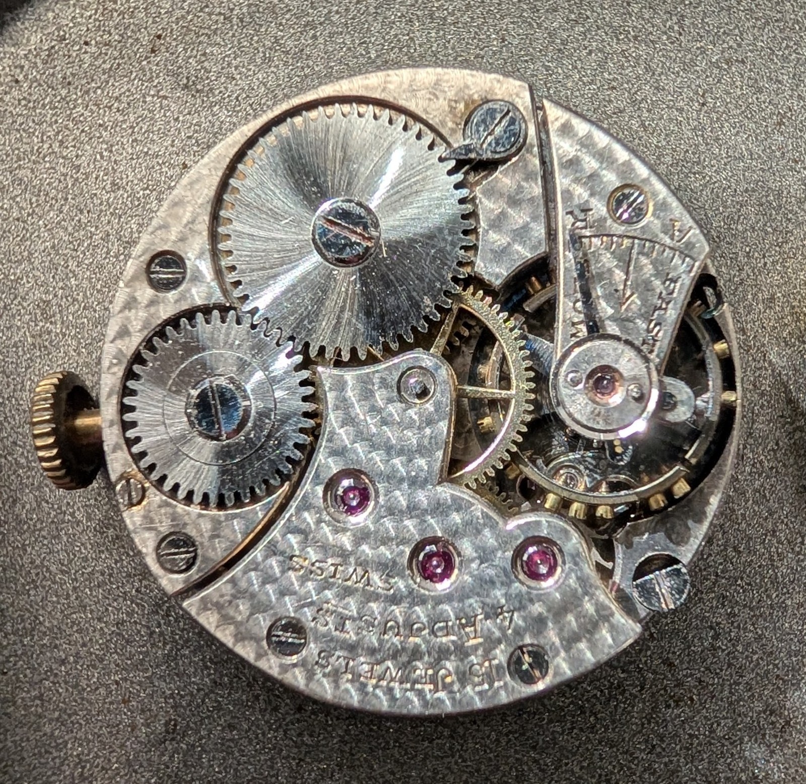 Vintage Swiss Watch Movement 15 Jewels 4 Adjustments Roman Dial Parts 22mm