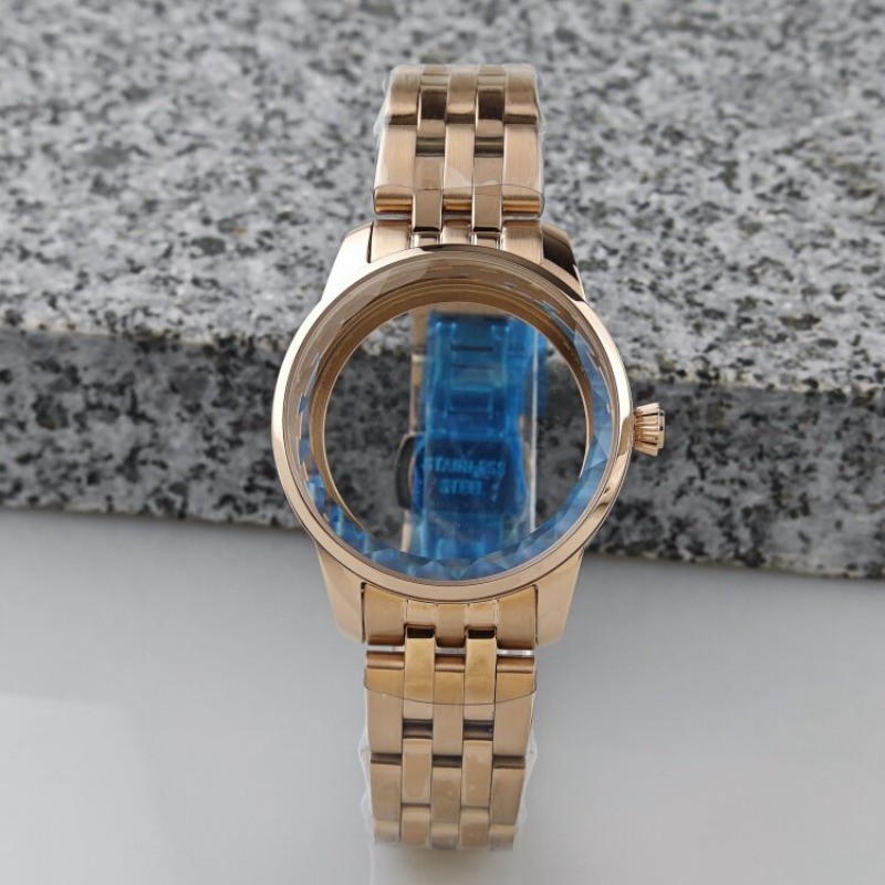 33MM Ladies Mod Stainless Steel Watch Case + Watch Band Fits NH35 NH36 NH38 5ATM