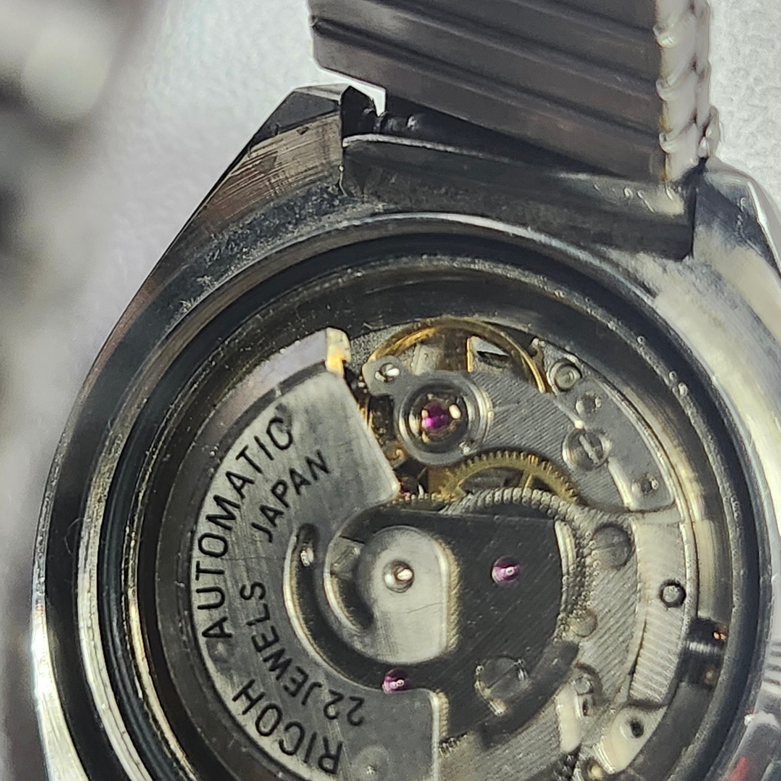 Ricoh Automatic 22 Jewels Japan Watch Movement Case & Band – For Parts