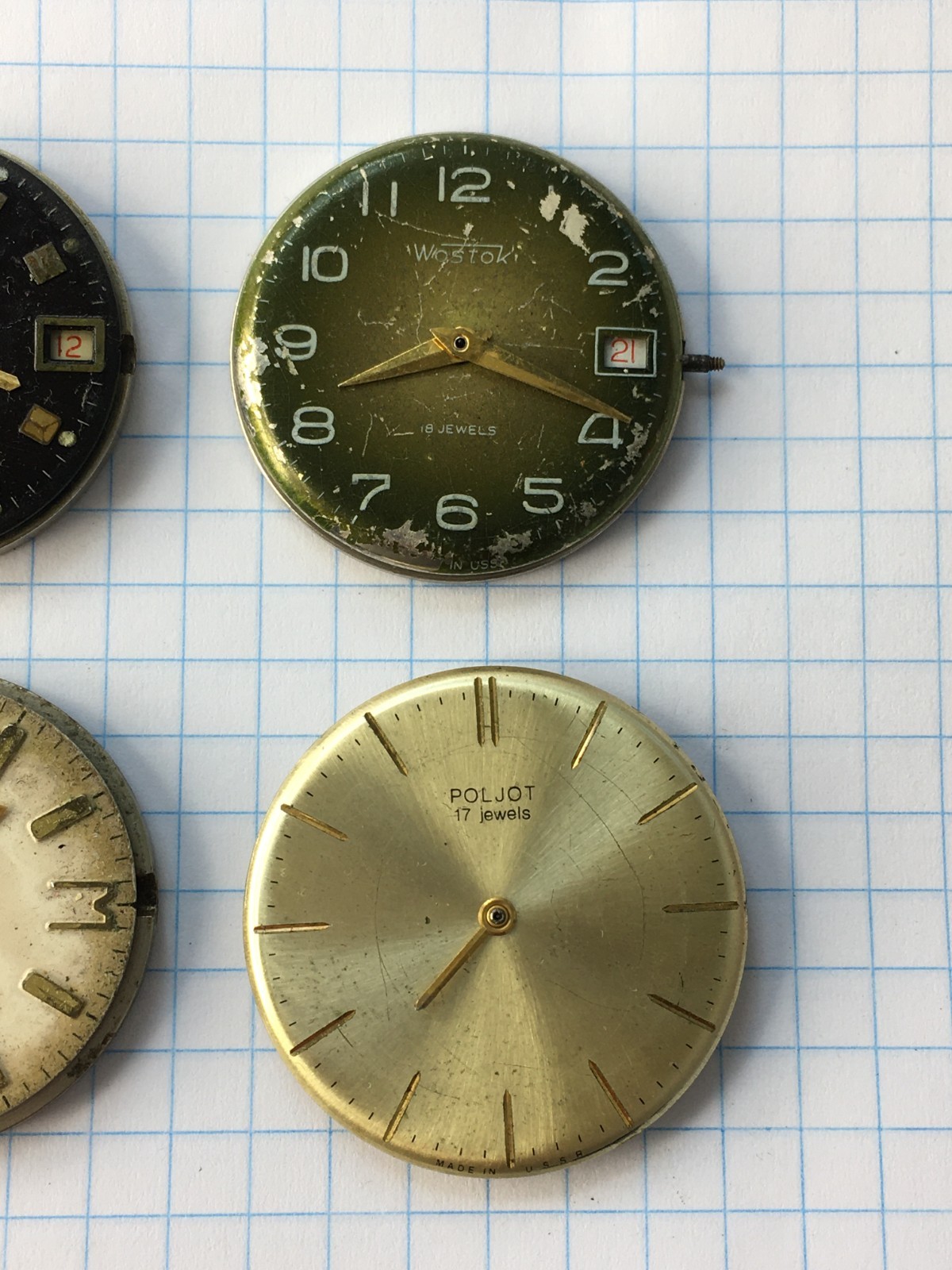 MOVEMENTS (13pcs) FOR MENS WRIST WATCH Slava Vostok Raketa USSR for parts