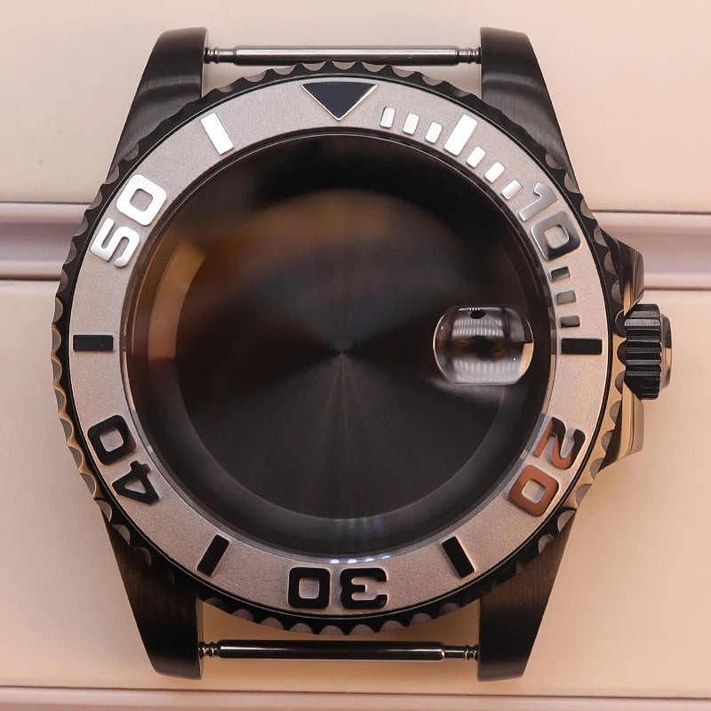 40mm Watch Case Sapphire Yacht Bezel For nh35 nh34 NH36 NH38 Eta2824 Miyota 8215