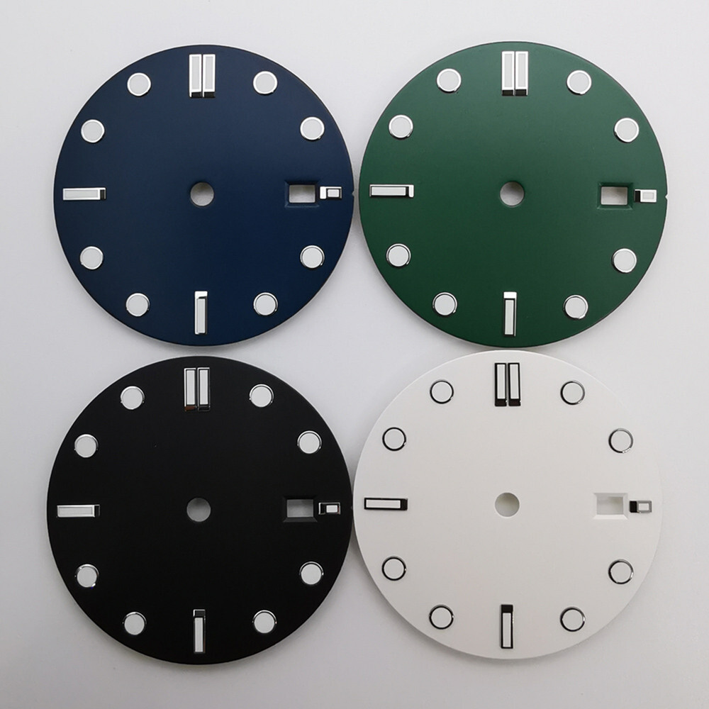 32mm black white blue green sterile luminous watch dial fit NH35 movement