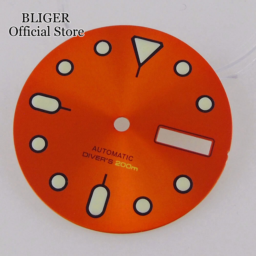 29mm Mod Watch Dial Black Gray Orange Fit NH36 Movement for 3H 3.8H 4.1H o’clock