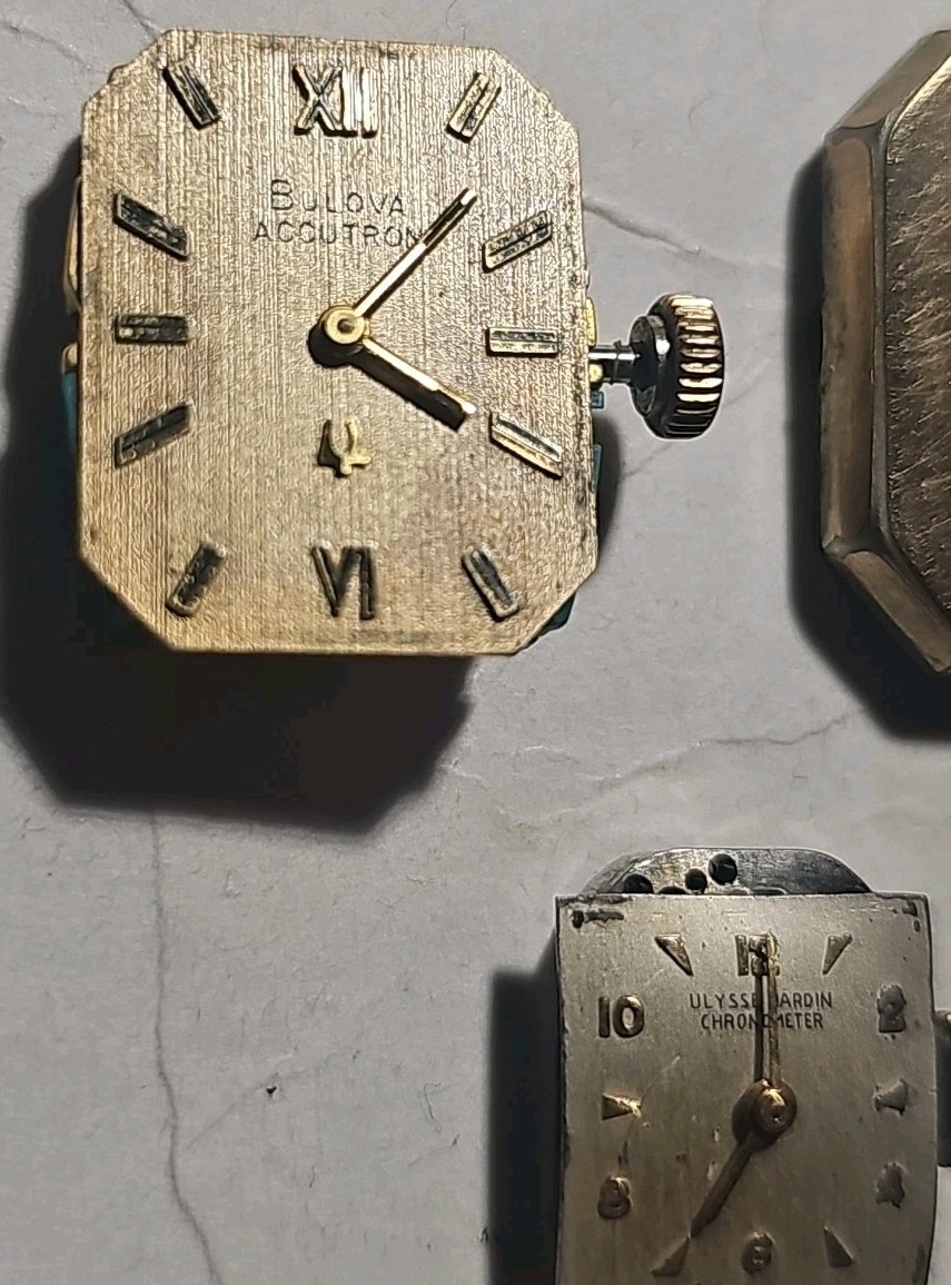 (2) Vintage Bulova Accutron 2210 10k Rolled Gold Plate Case Back & Ulysse Nardin