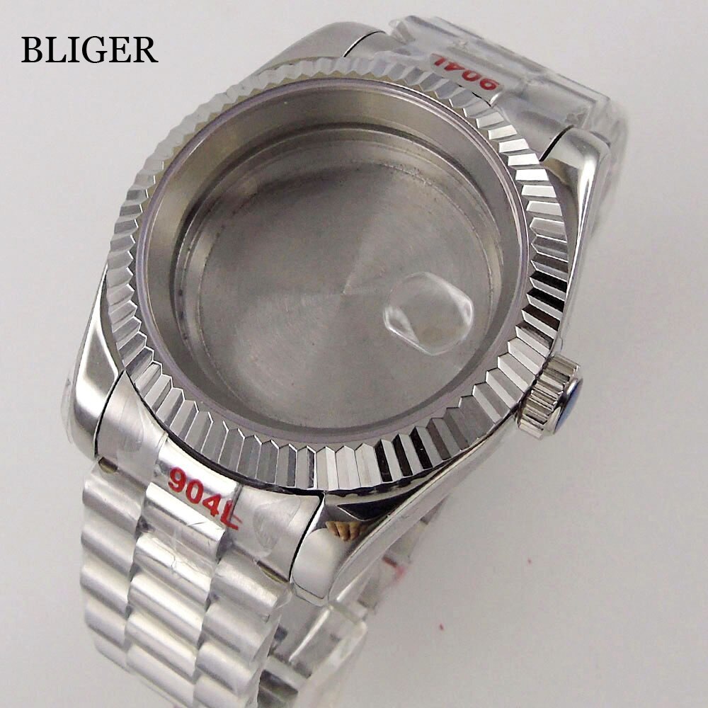 36MM/39MM Rose Gold Watch Case Fluted Bezel fit NH35 PT5000 President Bracelet