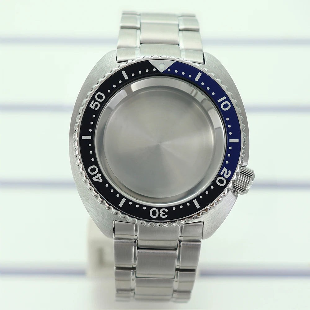45mm Steel Watch Case Sapphire Glass For Mod skx big Abalone NH35 NH36 NH38