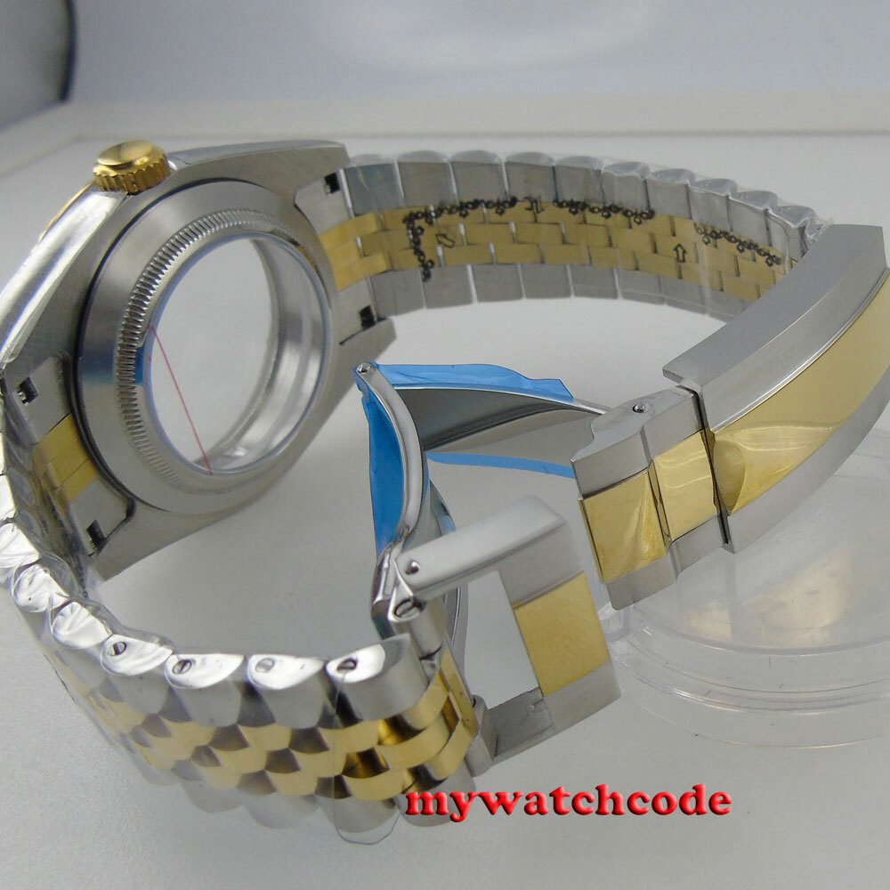 36mm 39mm Sapphire Glass Two Tone Watch Case fit NH35 NH36 miyota 8215 2813 2824