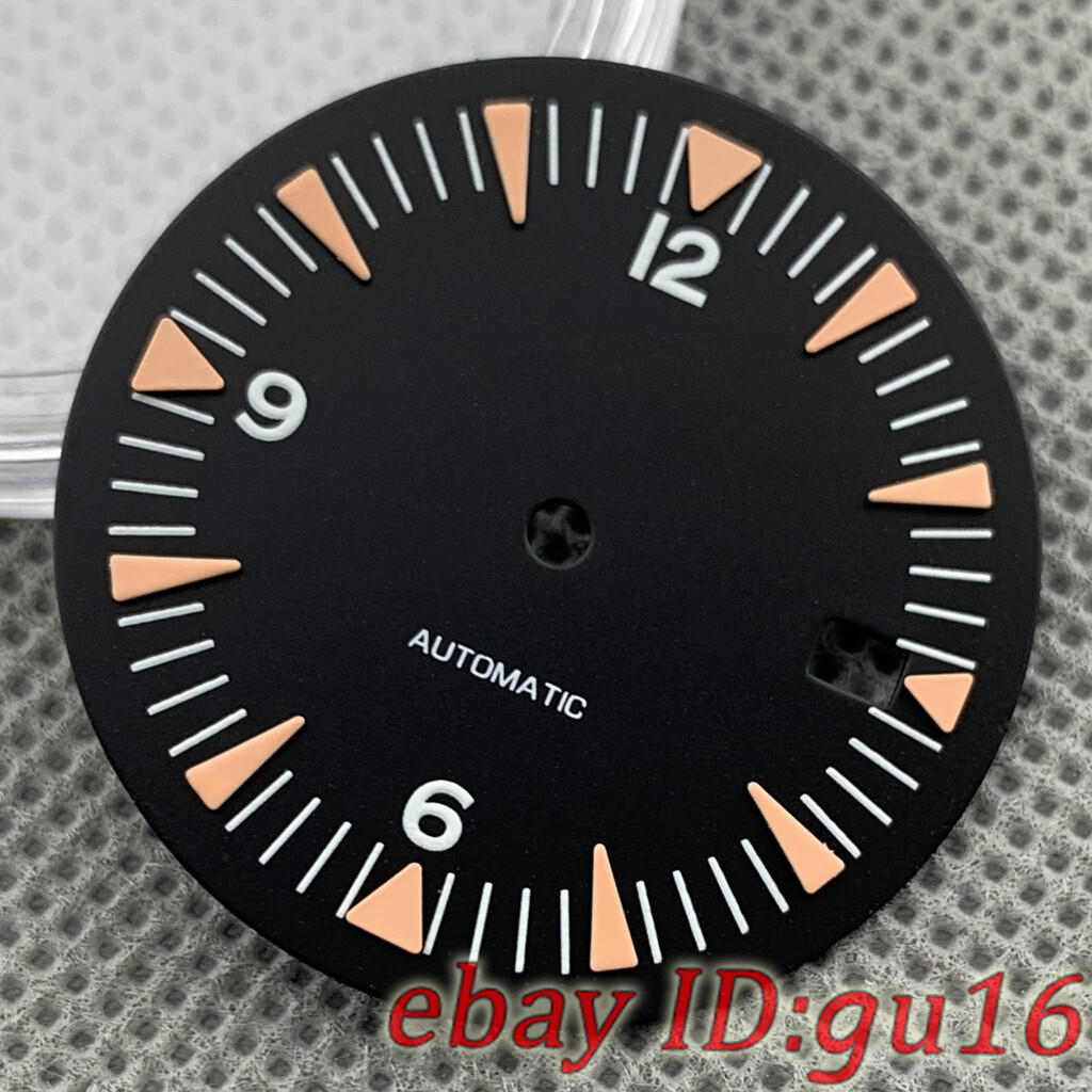 32mm Black Blue Green Sterile Watch Dial Green Luminous Fit NH35 NH35A Movement