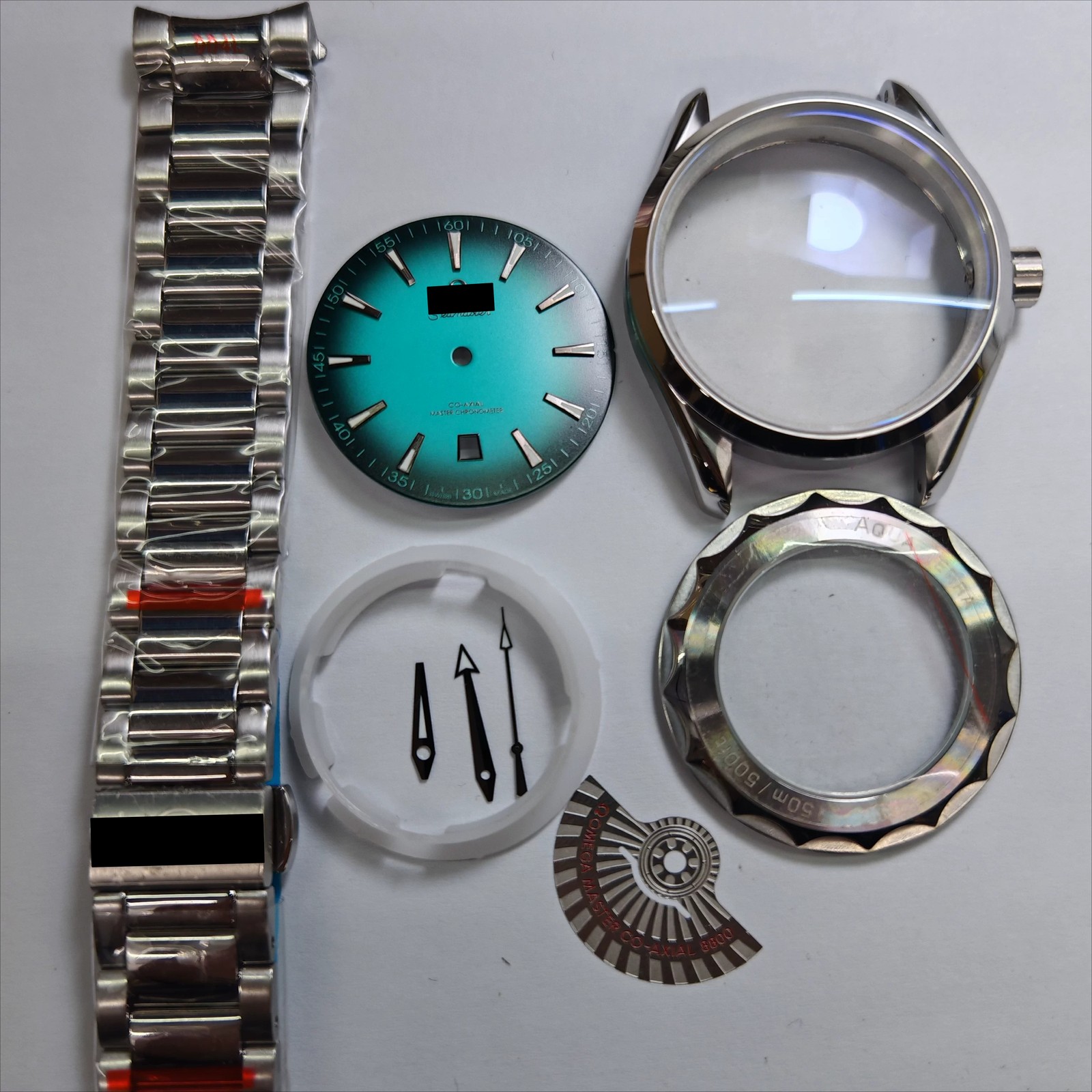Watch Part Kit for Seamaster 8200 8215 2813 41mm Watch Case+Dial+Hands+Strap