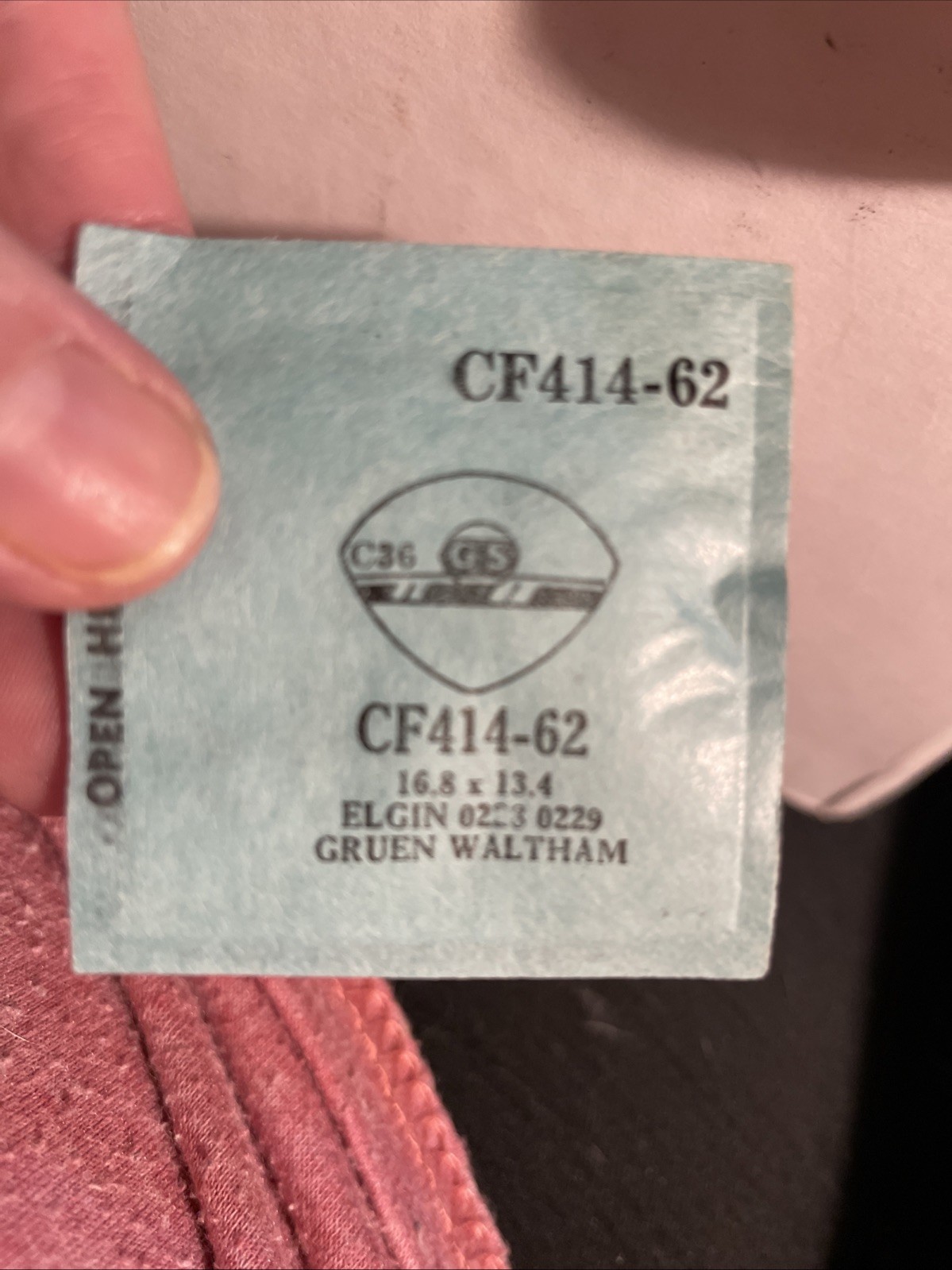 GS CF414-62 Watch Crystal Fit Elgin 0228 – 0229 – Gruen Waltham – 16.8 x 13.4 mm