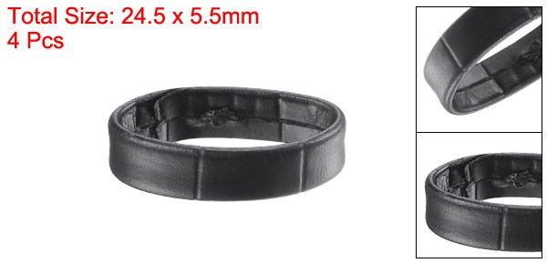 4 Pcs PU Leather Loops Retaining Ring for 20mm Width Watch Band, Black