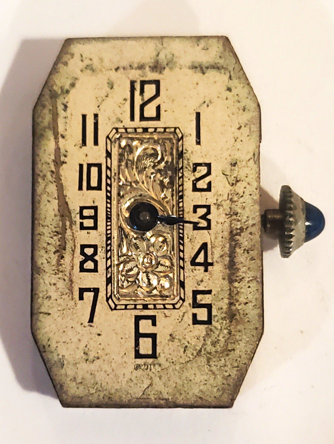 Abra 6 Jewel Watch Movement Art Deco Style w/ Dial & Crown Parts Or Repair
