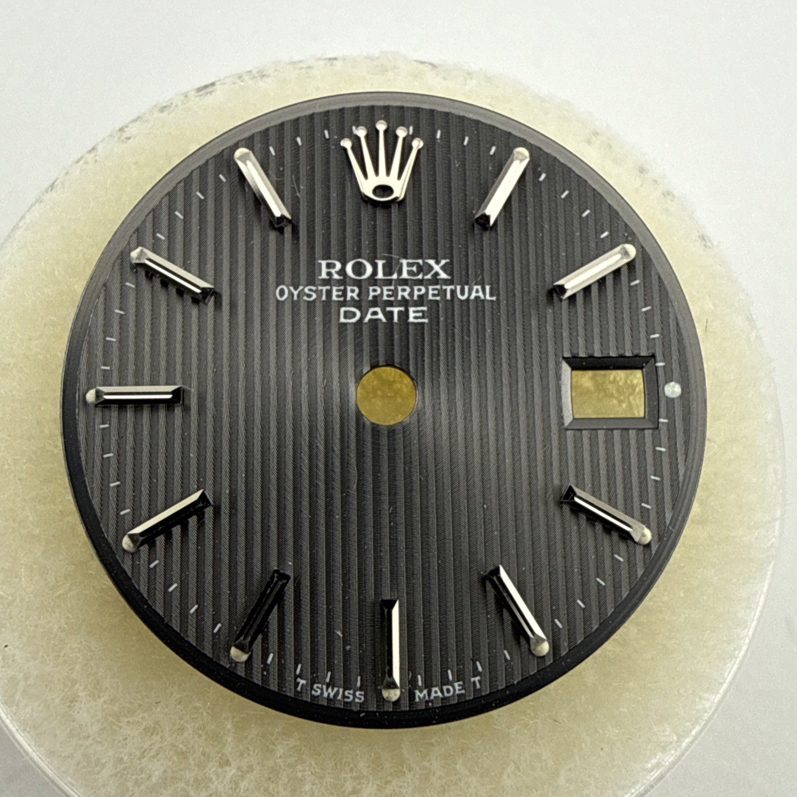 Genuine Rolex Oyster Perpetual Date Striped Gray Dial 20mm NOS W/ Hands