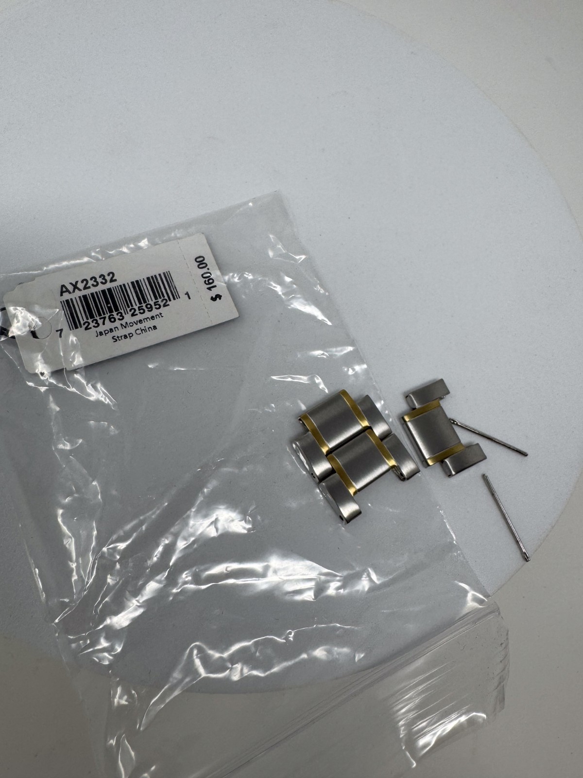 Armani Exchange AX2332 Watch Extra Links & Pins 22mm Two-Tone Gold Silver 3pc