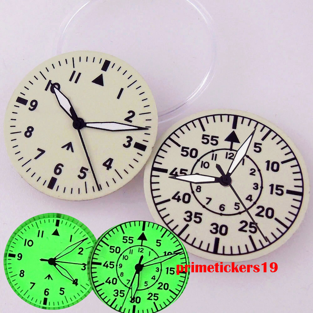 29mm Creamy Watch Dial Hands Full Green Luminous Fit NH35 NH36 ETA2824 PT5000