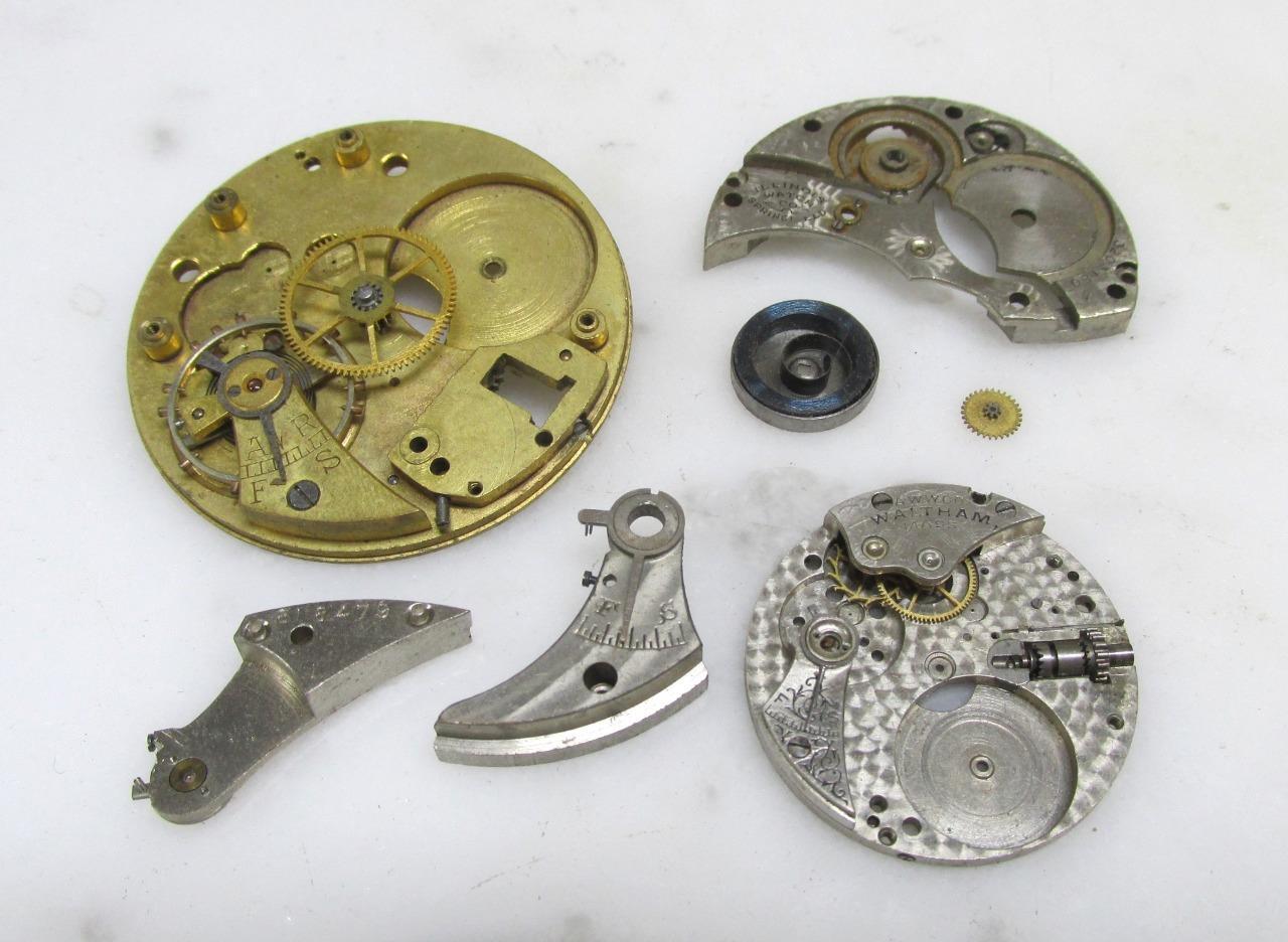 Antique Illinois & Waltham Pocket Watch Movements & Parts ~ AS IS ~ 1-H127