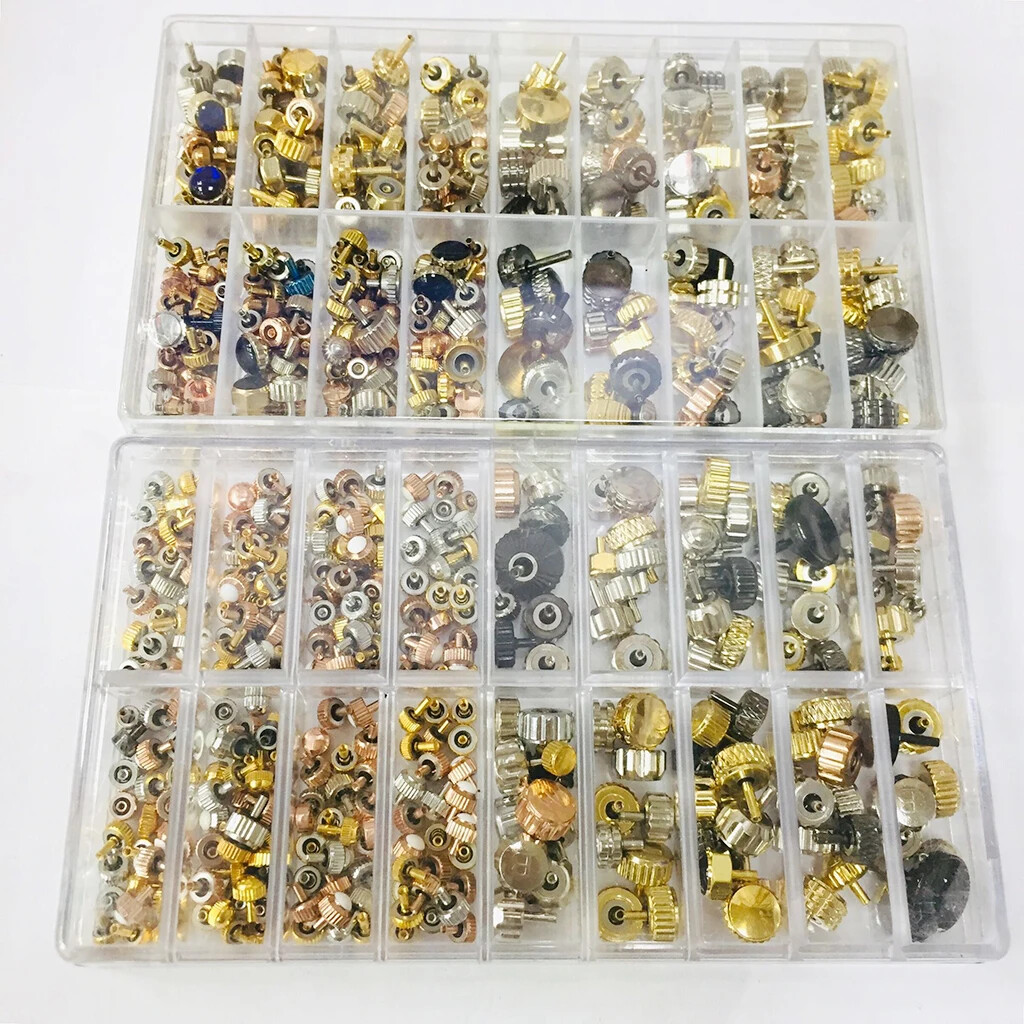 Hot 150-160pcs/Box Watch Crown Spare Parts Crown Parts Replacement Accessories
