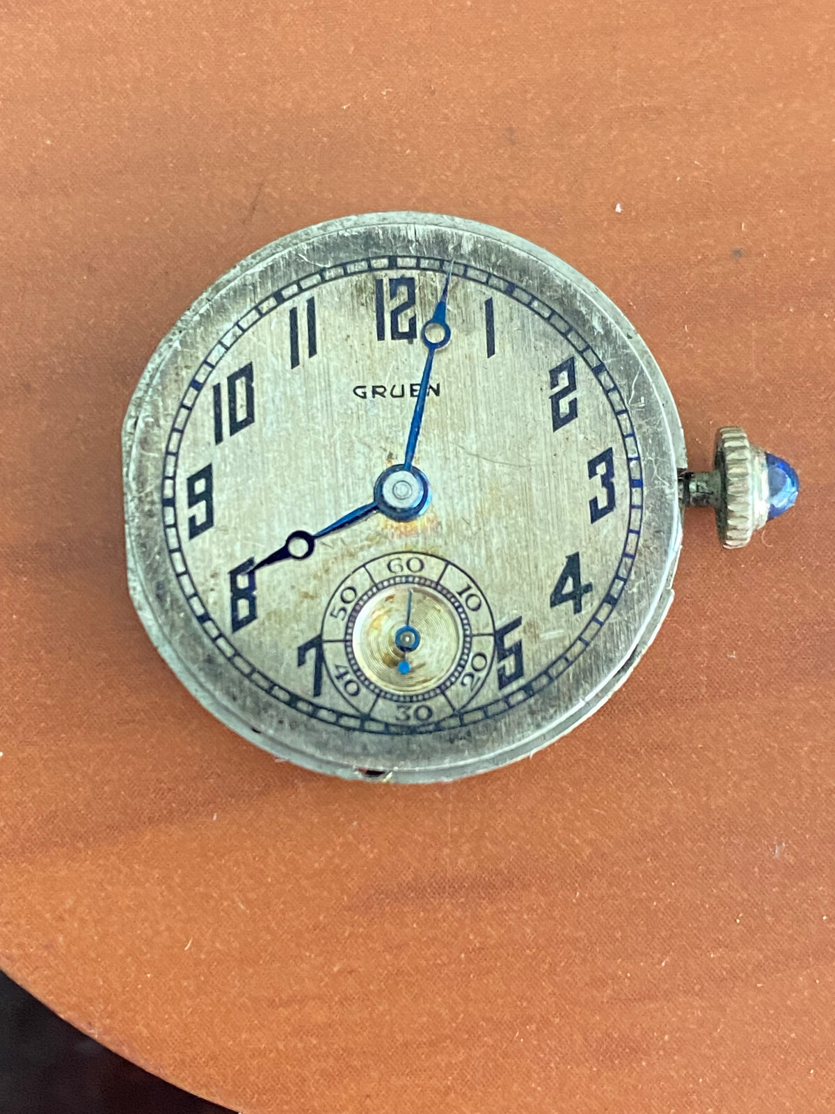 VINTAGE 22MM GRUEN WRIST WATCH MOVEMENT, CAL. 127, NOT RUNNING, BAD STAFF, 15J