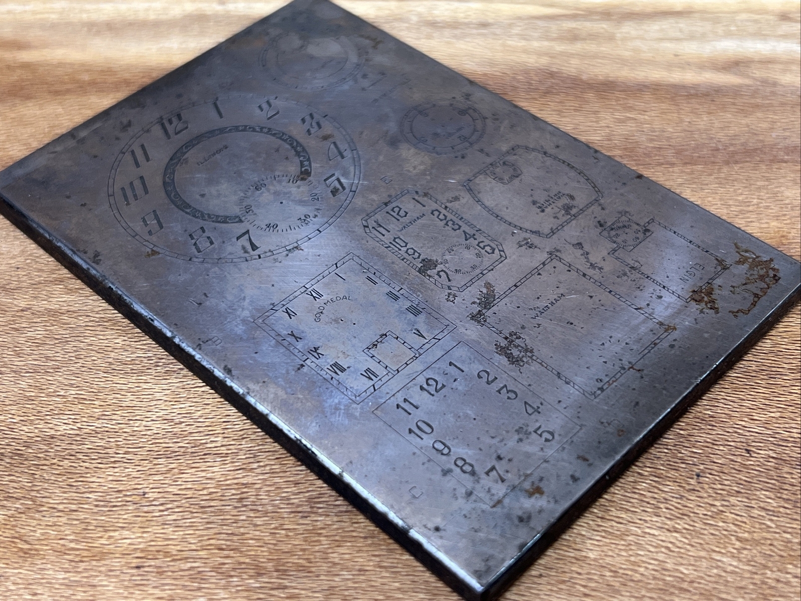 Vintage Multi Dial Printing Plate Illinois Waltham Elgin T254