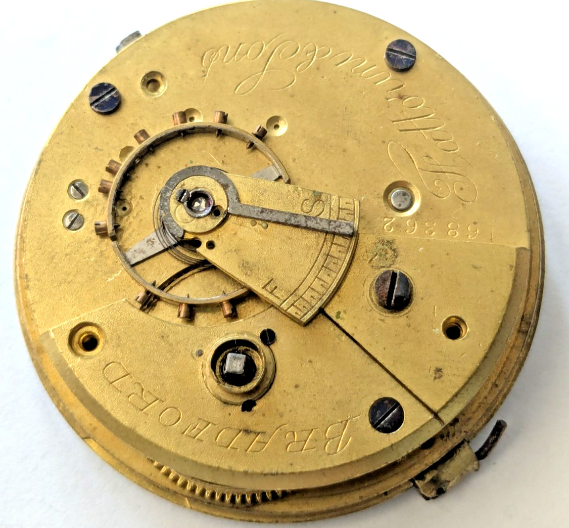 Antique Fattorini Bradford Pocket Watch Movement Errington Factory Under Dial 26