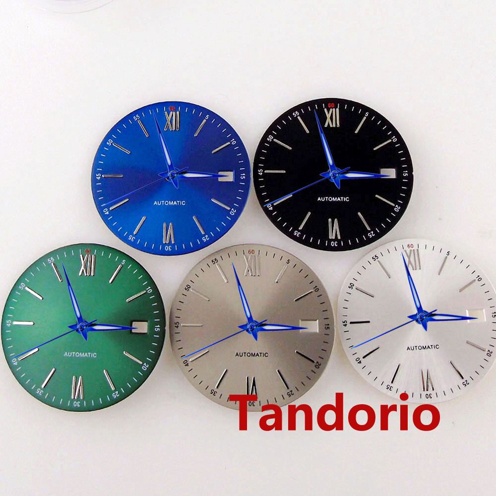 31mm Bliger Silver Blue Black Dial Hands Fit NH35A NH36A Movement Date Window
