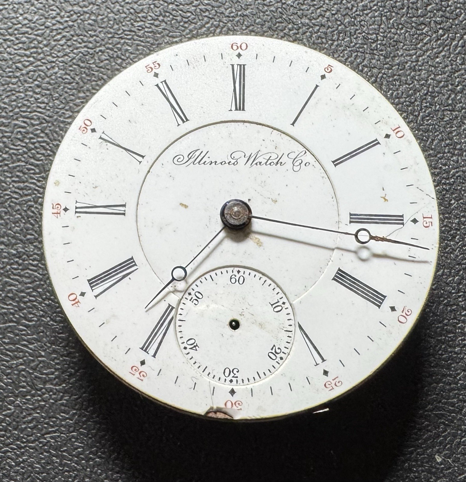 1902 ILLINOIS 18S 17J GRADE 61 PW LS POCKET WATCH MOVEMENT & DIAL