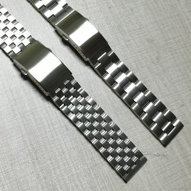 18 20 22mm Extended Fold Watch Buckle for Seiko Steel Safety Clasp Silver Black