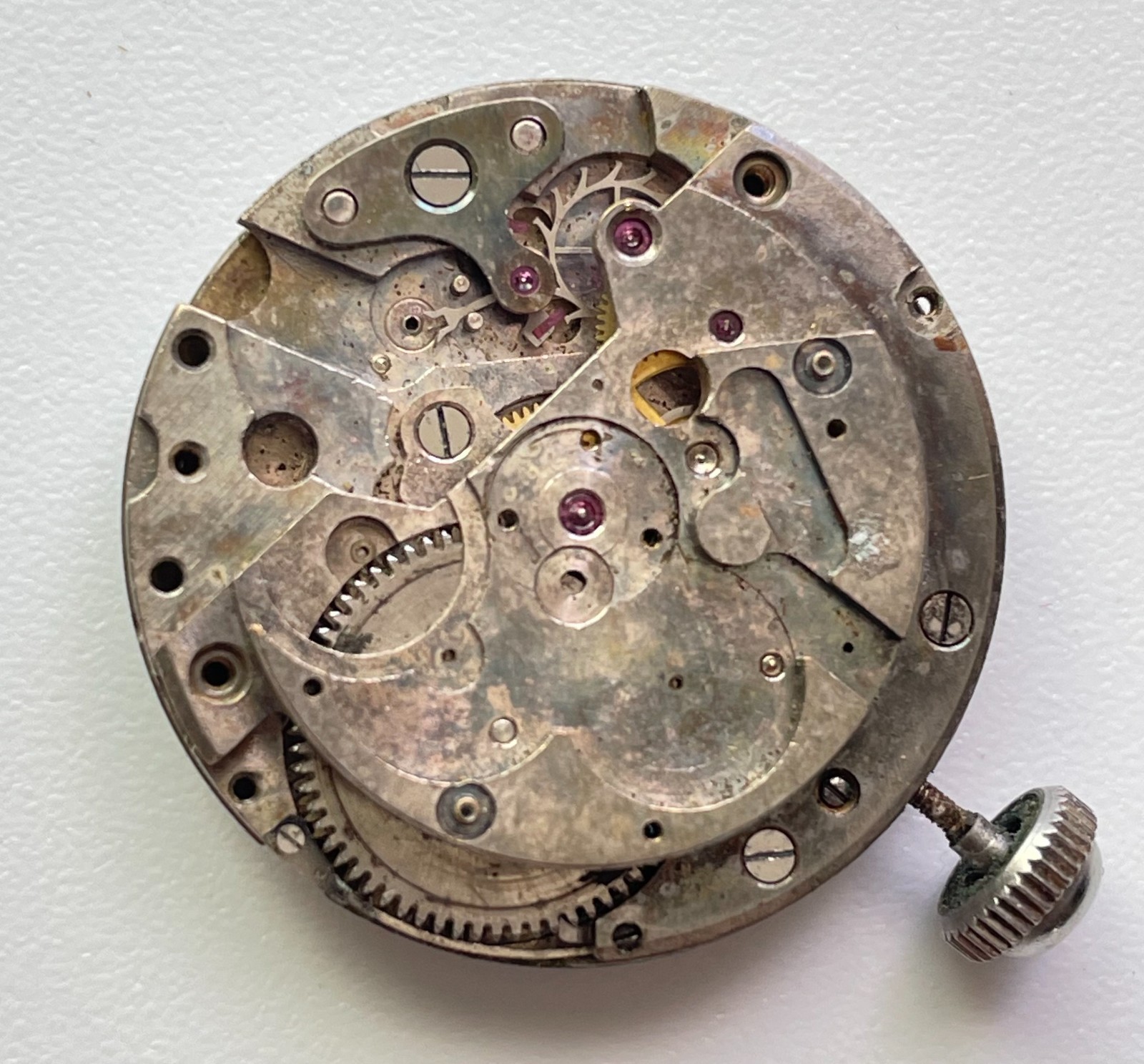 Vintage Calvert Military Style Watch Swiss 17 Jewels Movement Parts Only 26.1mm