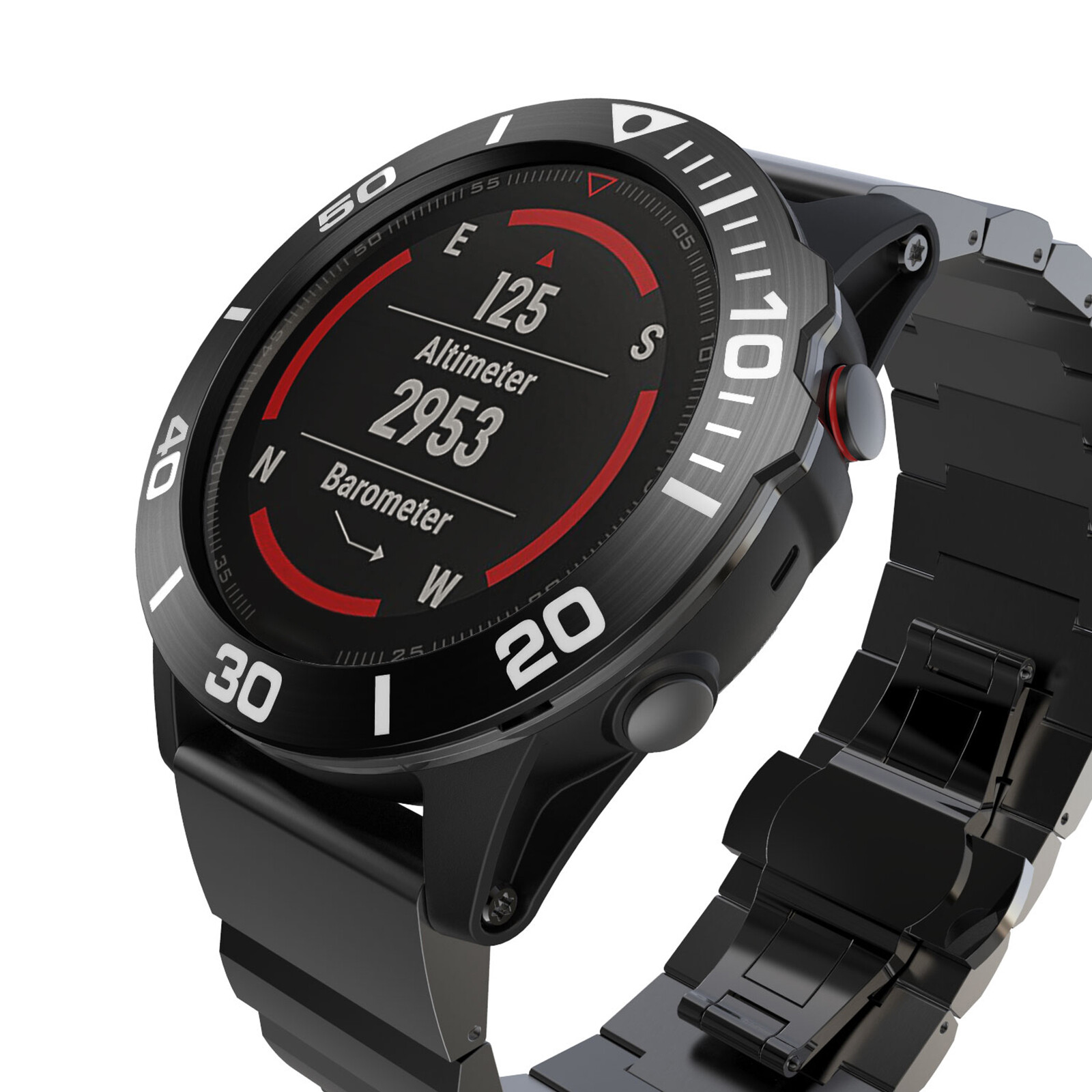 For Garmin Fenix 5X/5X Plus Metal Watch Bezel Ring Adhesive Cover Frame Case Kit