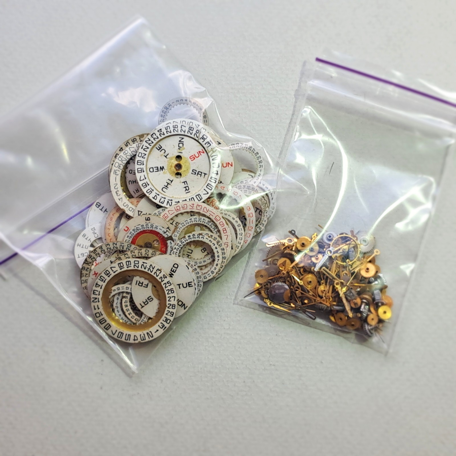 100 Vintage Watch Date Rings + Mixed Watch Parts Hands Gears Crowns Steampunk