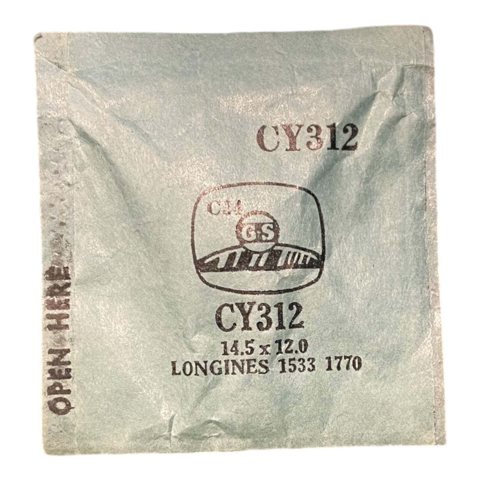 Germanow-Simon Mach (GS) CY312 Watch Crystal 14.5×12.0 NOS Part Flexo Longines